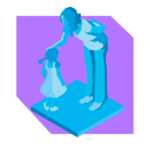 Illustration of a mother helping her child practice good dental hygiene — promoting early oral health habits for kids.