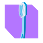 Illustration of a blue toothbrush on a purple background — symbolizing daily brushing and oral hygiene care.