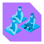 People exercising and meditating, representing employee wellness activities.People exercising and meditating, representing employee wellness activities.People exercising and meditating, representing employee wellness activities.